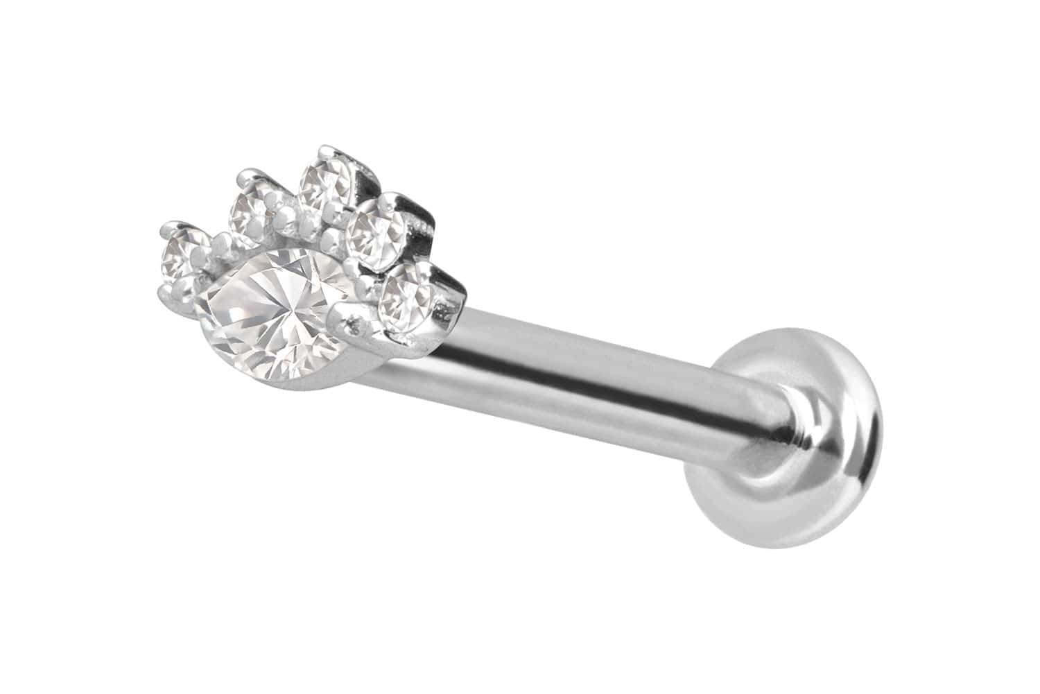 14 Karat Gold Labret Piercing mit Innengewinde MOISSANITE-AUGE
